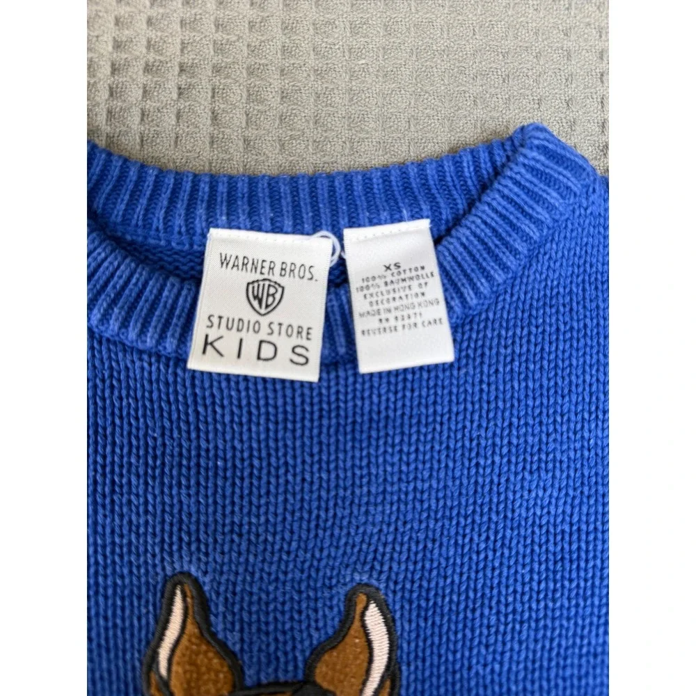 Vintage 1997 Warner Bros Scooby-Doo Blue Knit Sweater Kids XS Cartoon Network